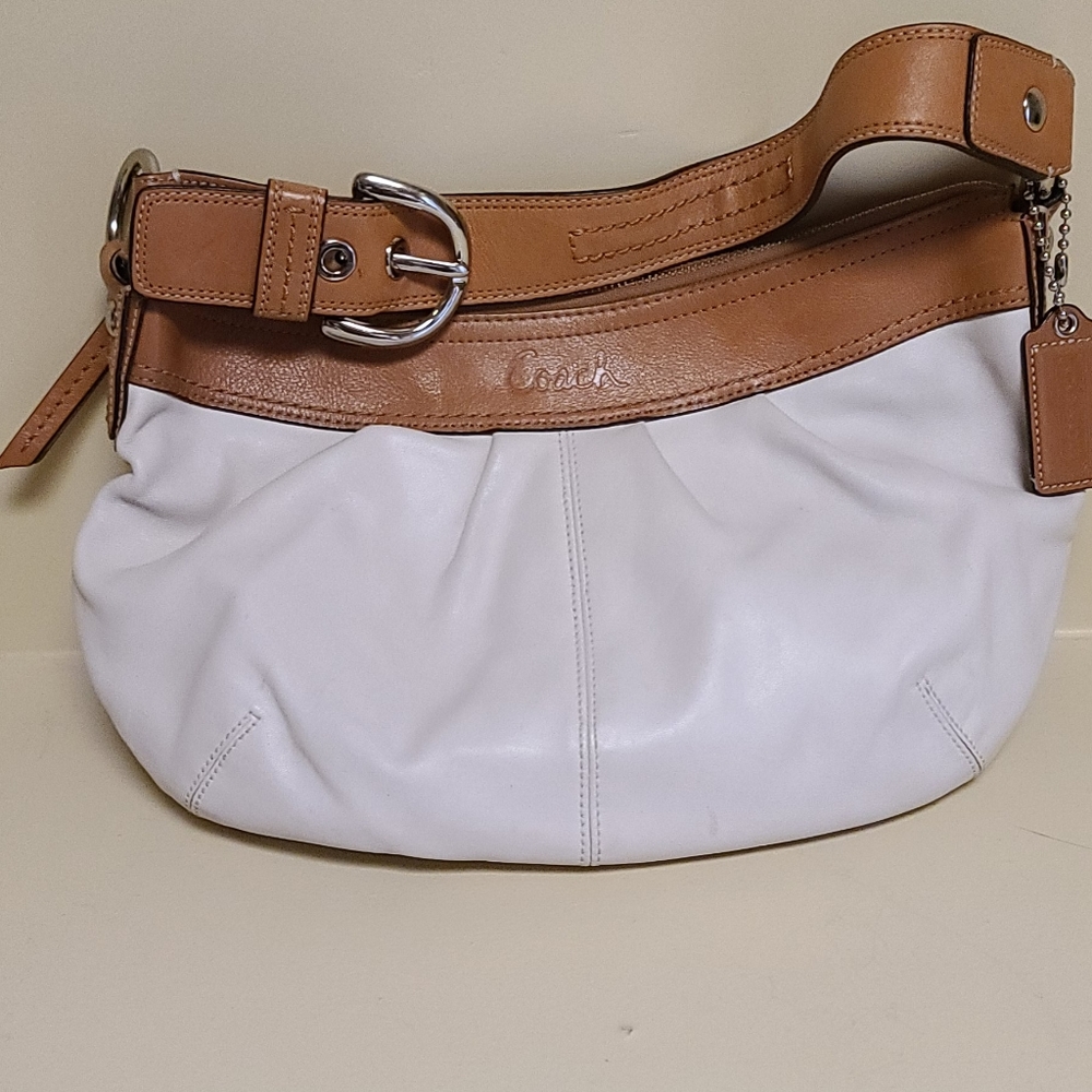Coach Cream purse with tan handle
